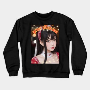 Merry Christmas Anime Girl Cosplay Xmas Cute Christmas Girl Crewneck Sweatshirt